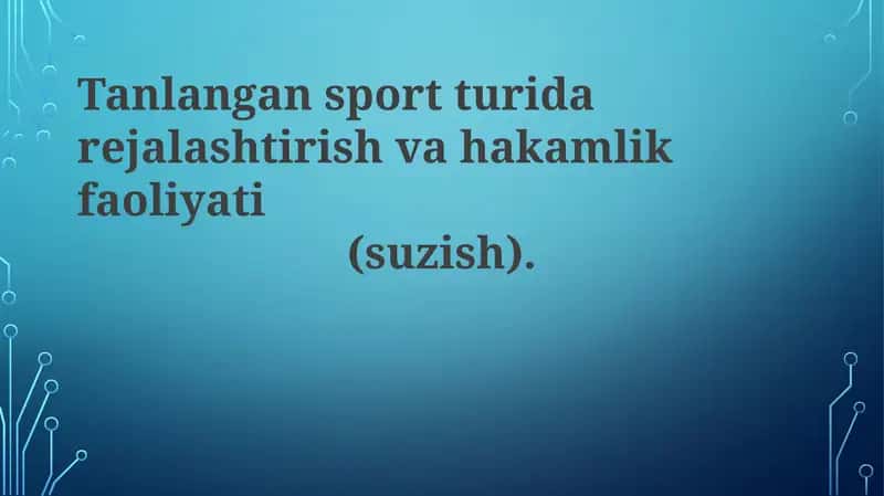 Transport sport turlarini rejalashtirish va hakamlik faoliyati 1