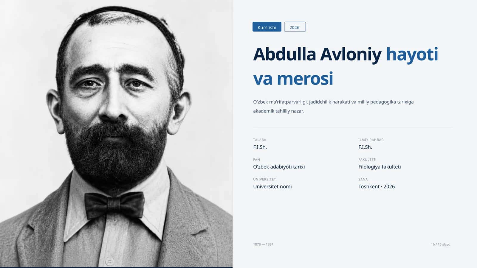 Abdulla Avloniy hayoti va merosi 1