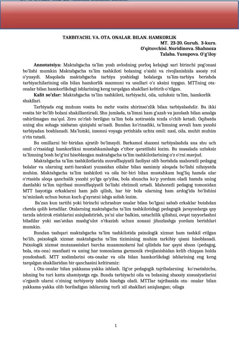 Maktabgacha ta’lim yosh avlodning porloq kelajagi sari birinchi pog’onasi 1