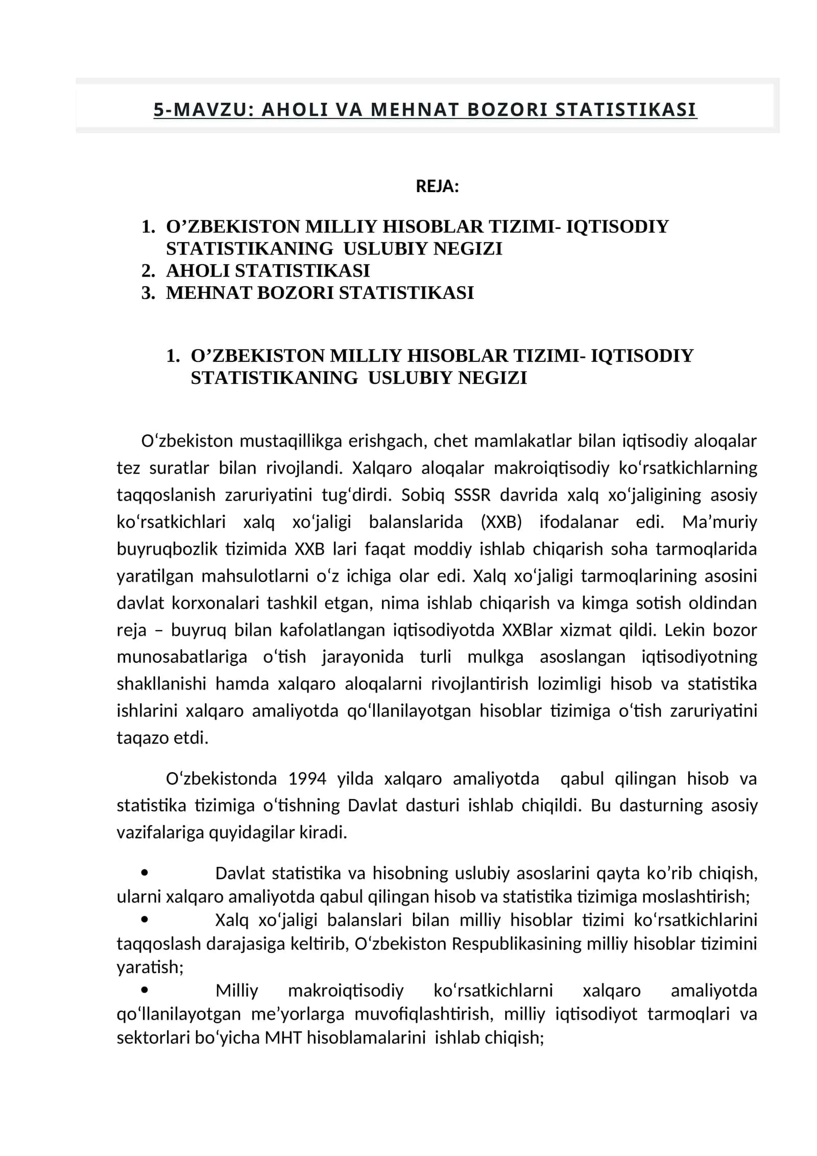 AHOLI VA MЕHNАT BОZОRI STАTISTIKАSI 1