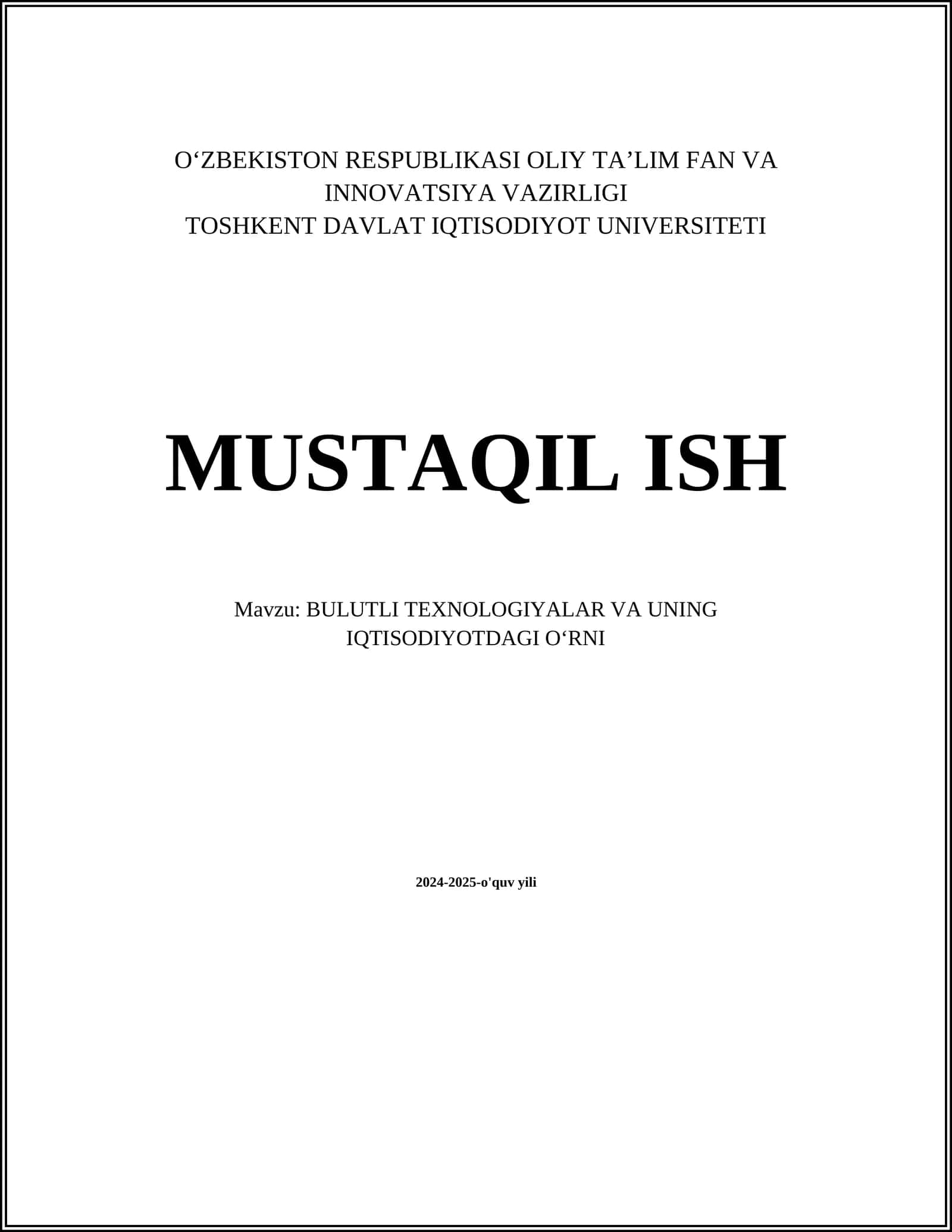 BULUTLI TEXNOLOGIYALAR VA UNING IQTISODIYOTDAGI OʻRNI 1