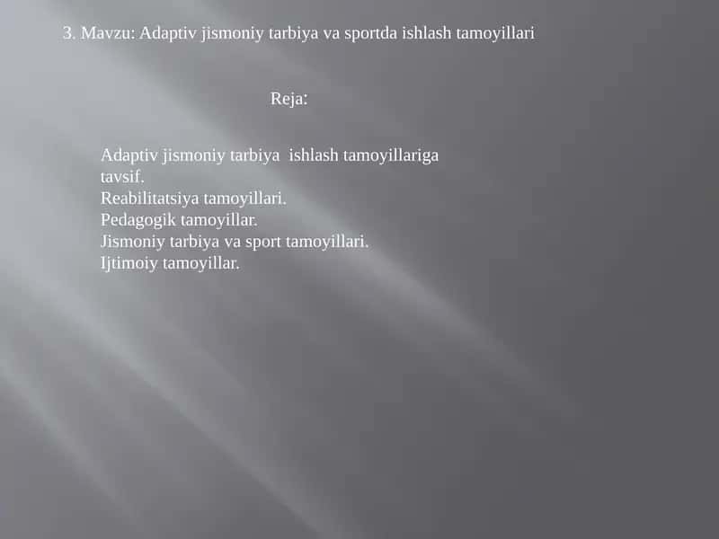 Adaptivjismoniytarbiya va sportda ishlashtamoyillari 1