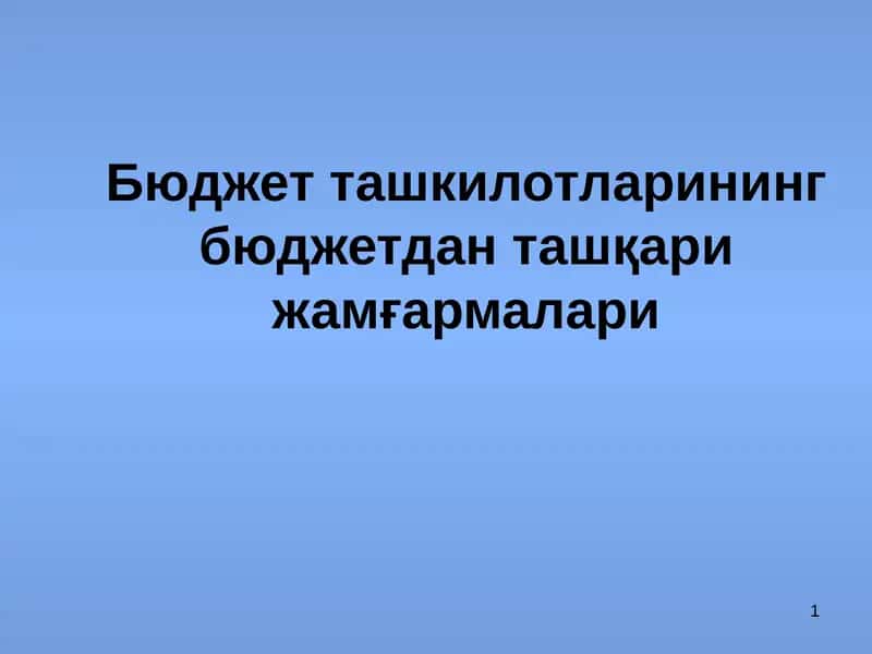 Бюджет ташкилотларининг бюджетдан ташқари жамғармалари 1