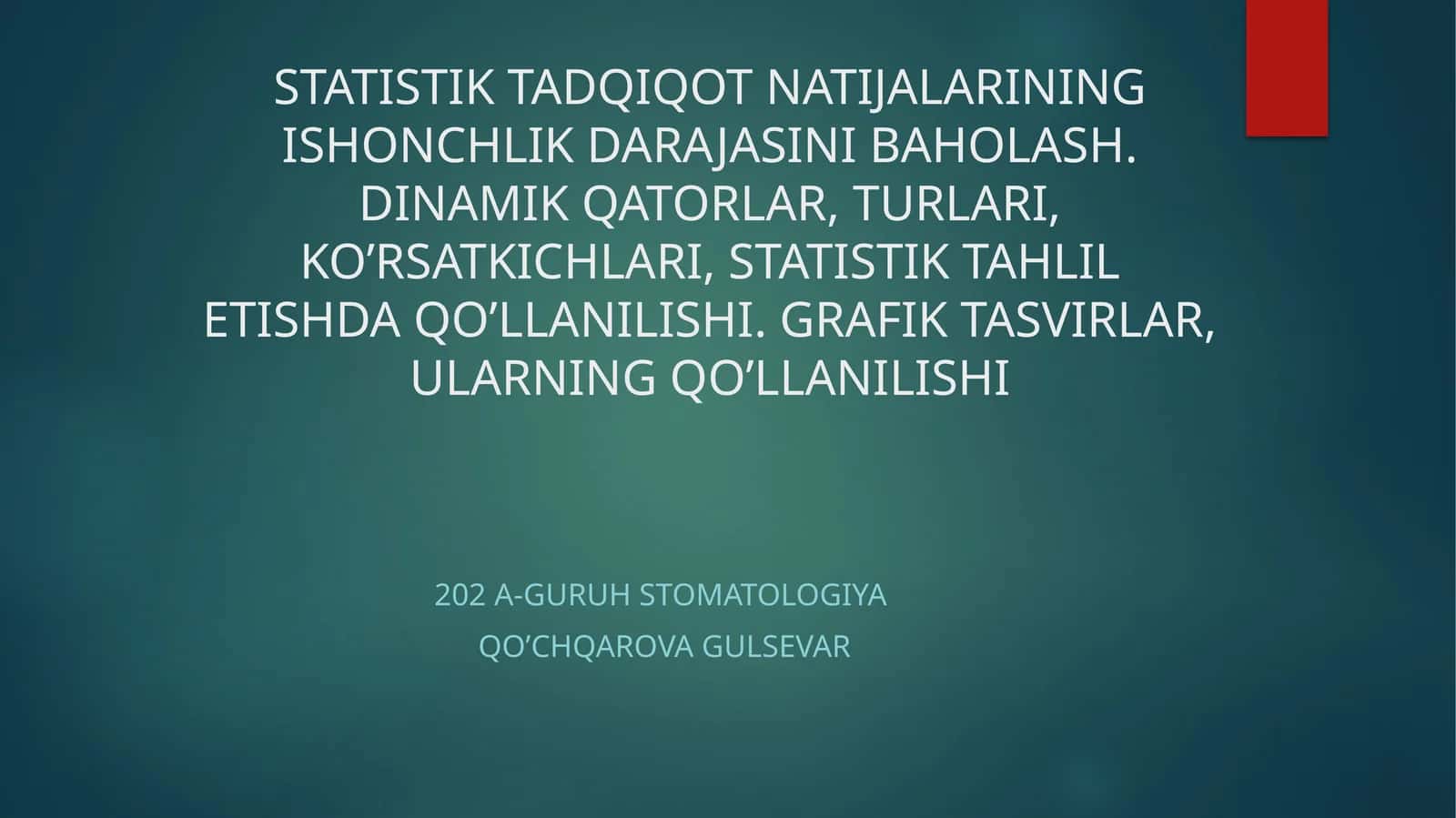 Statistik tadqiqot natijalarini baholash 1