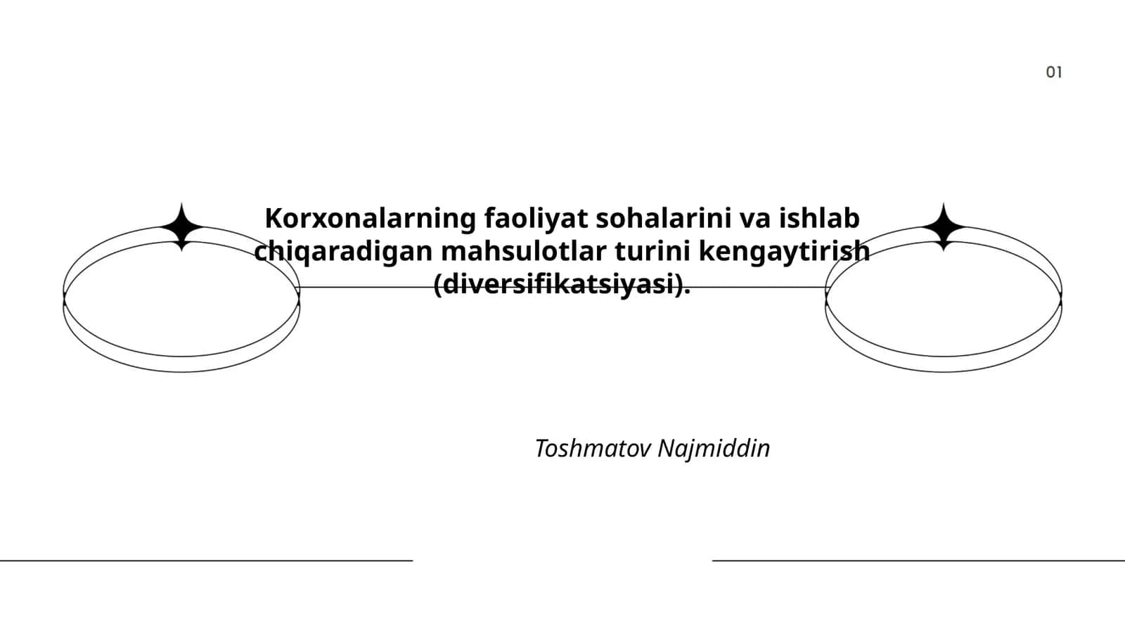 Korxonalarning faoliyat sohalarini va ishlab chiqaradigan mahsulotlar turini kengaytirish (diversifikatsiyasi) 1