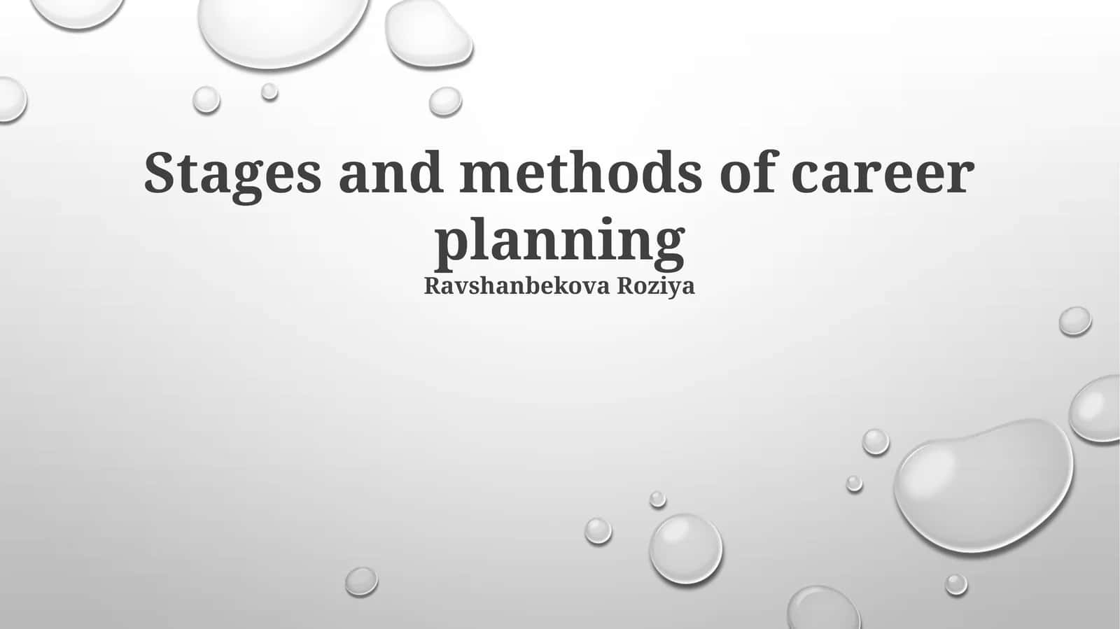 Stages and methods of career planning 1