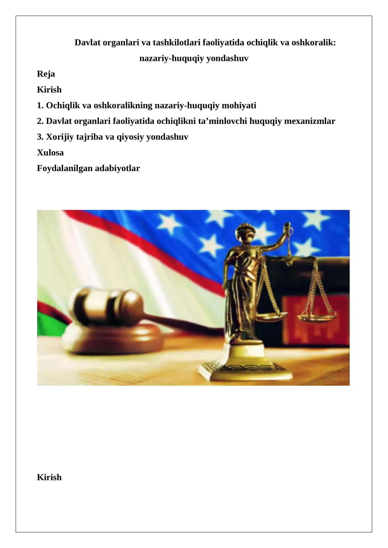 Davlat organlari va tashkilotlari faoliyatida ochiqlik va oshkoralik: nazariy-huquqiy yondashuv 1