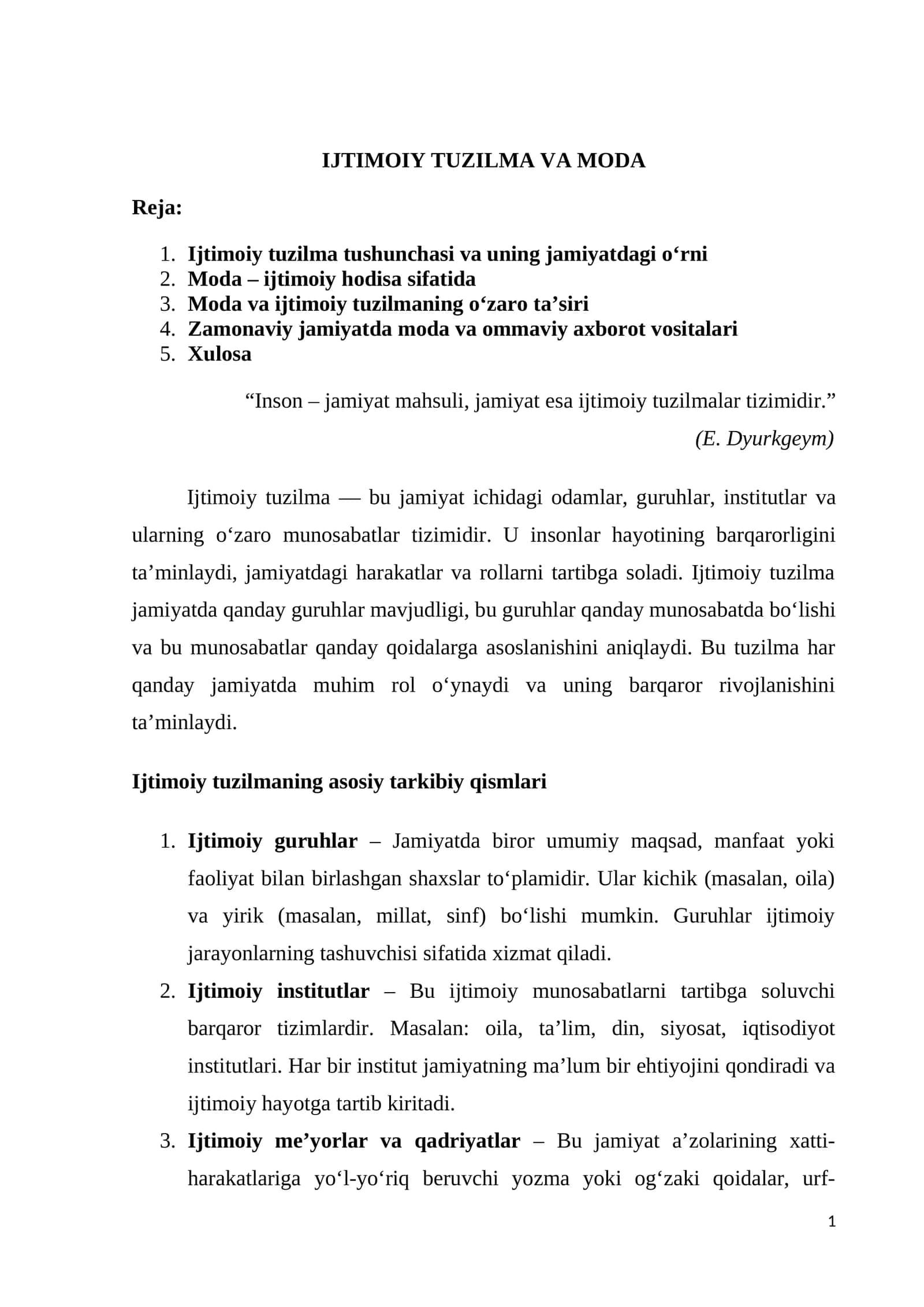 IJTIMOIY TUZILMA VA MODA 1