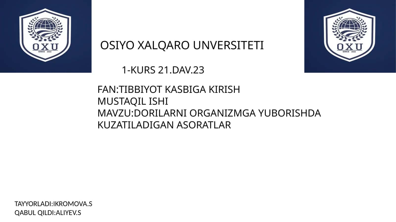 Dorilarni Organizmga Yuborishda Kuzatiladigan Asoratlar 1