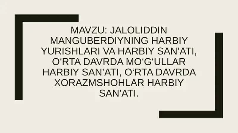 Jaloliddin Manguberdiyning harbiy yurishlari va harbiy san'ati 1