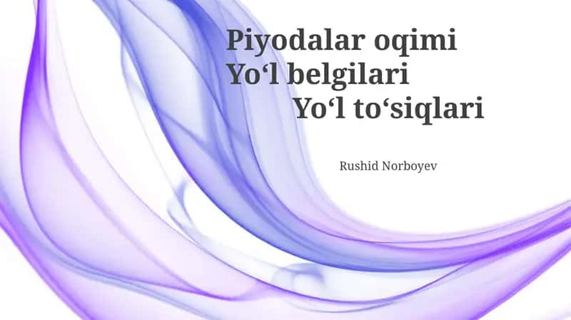 Piyodalar va Transport Vositalarining O'zaro Ta'siri 1
