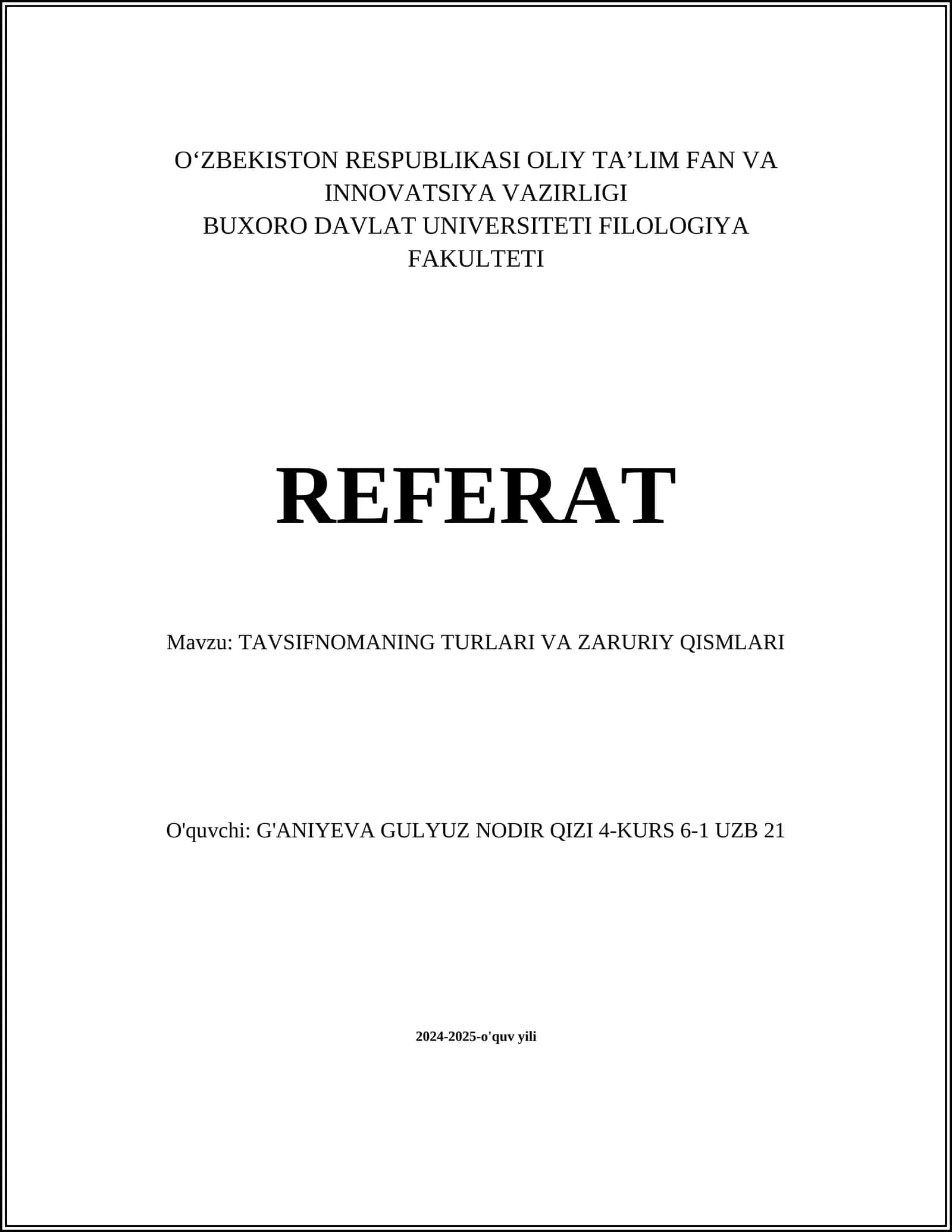 Tavsifnomalar va ularning turli xillari 1