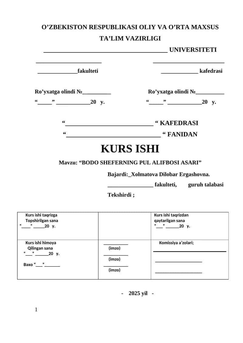 BODO SHEFERNING PUL ALIFBOSI ASARI 1