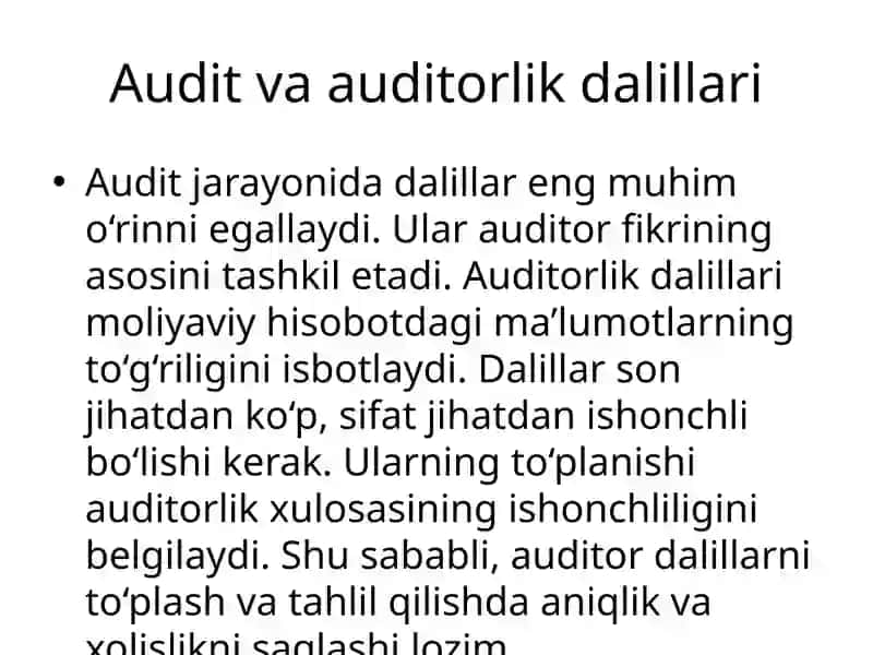 Audit va auditorlik dalillari