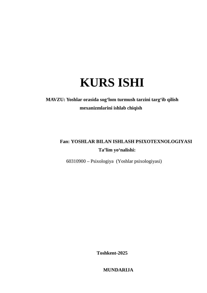 Yoshlar orasida sog‘lom turmush tarzini targ‘ib qilish mexanizmlarini ishlab chiqish 1