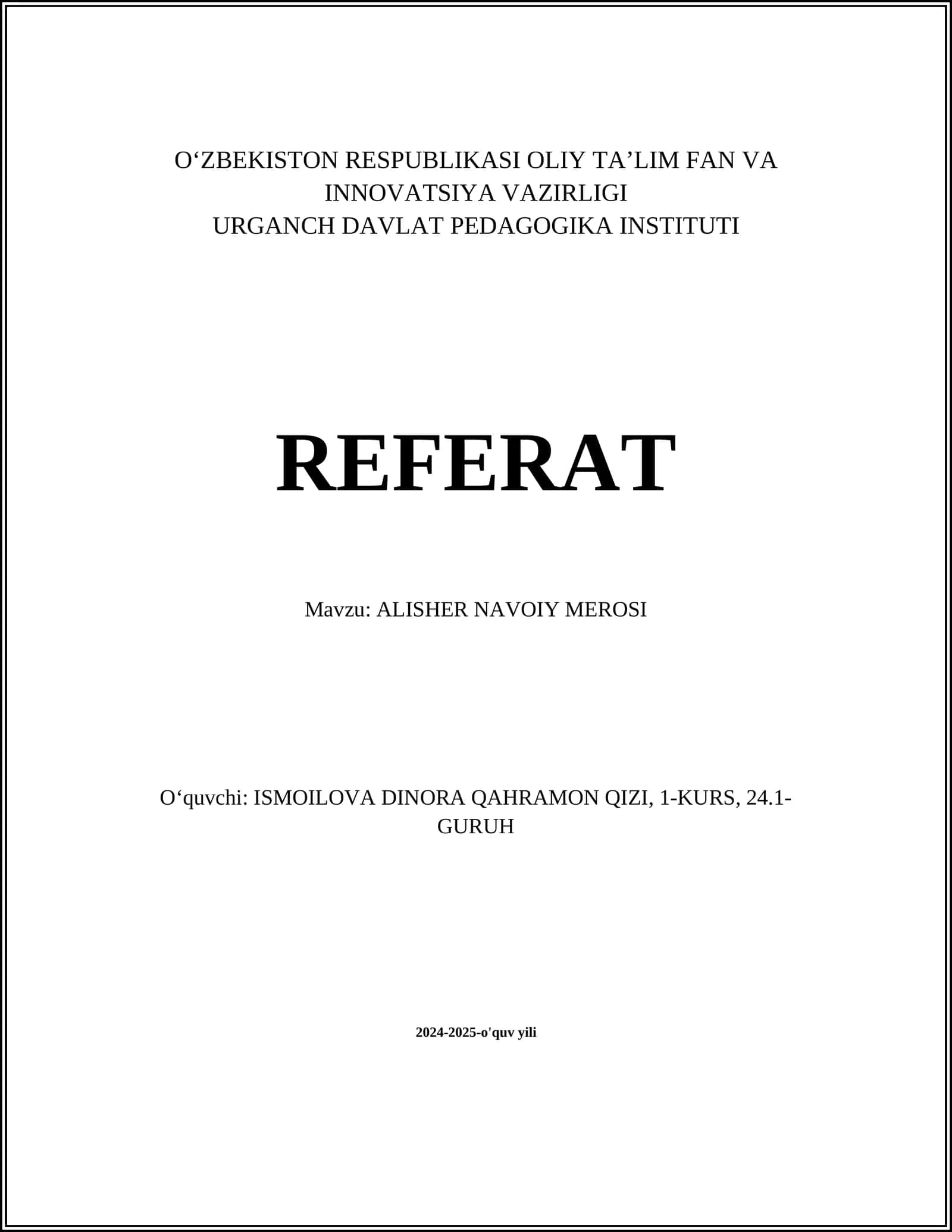 ALISHER NAVOIY MEROSI 1