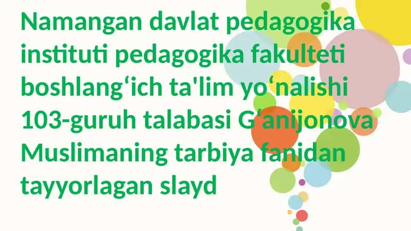 4- sinf "Tarbiya" darsligini o‘rganish 1