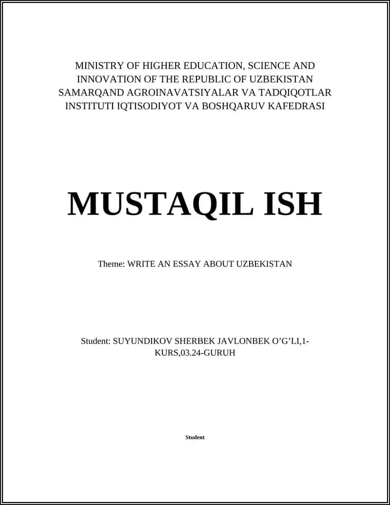WRITE AN ESSAY ABOUT UZBEKISTAN 1