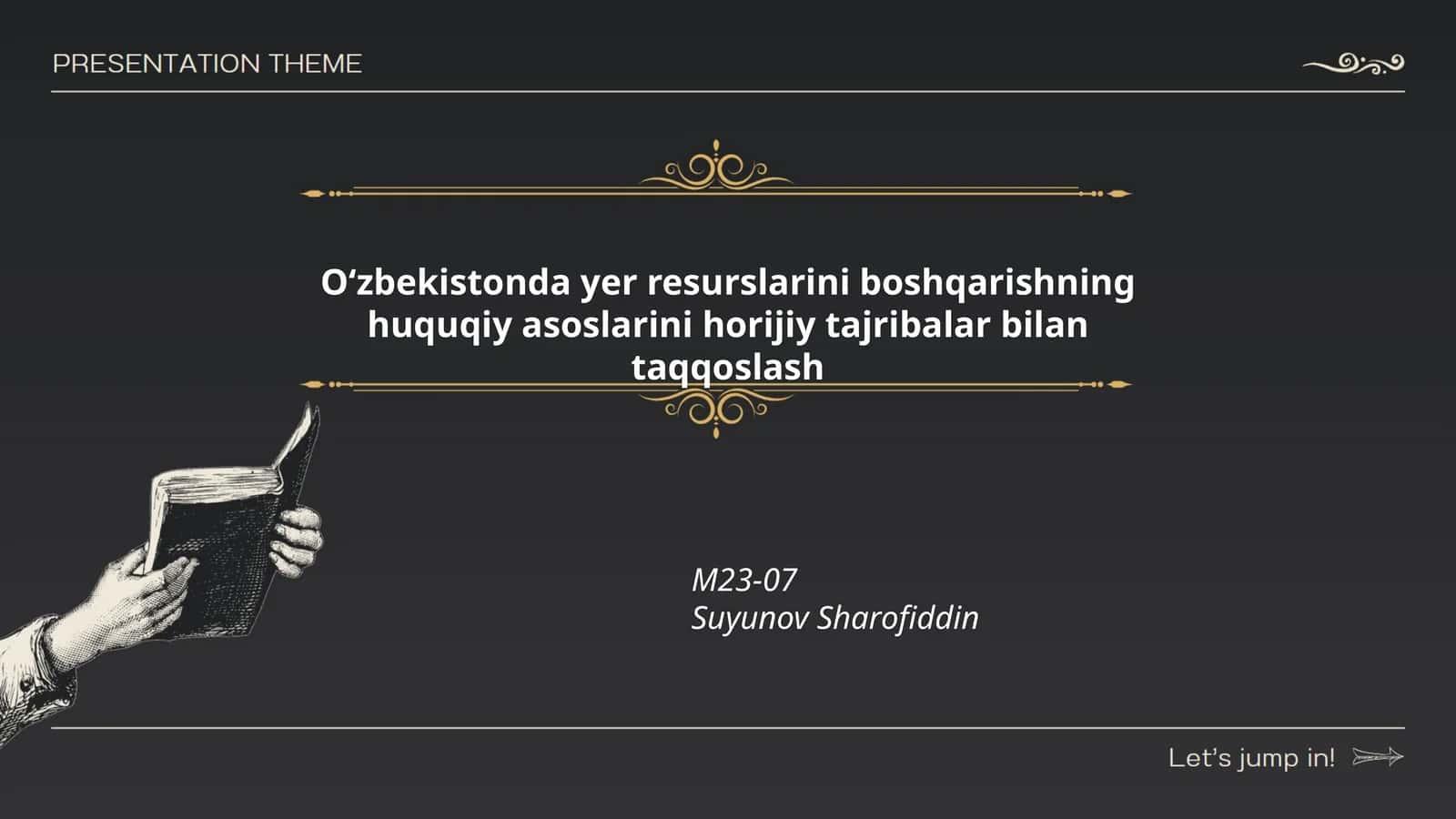 Oʻzbekistonda yer resurslarini boshqarishning huquqiy asoslarini horijiy tajribalar bilan taqqoslash 1