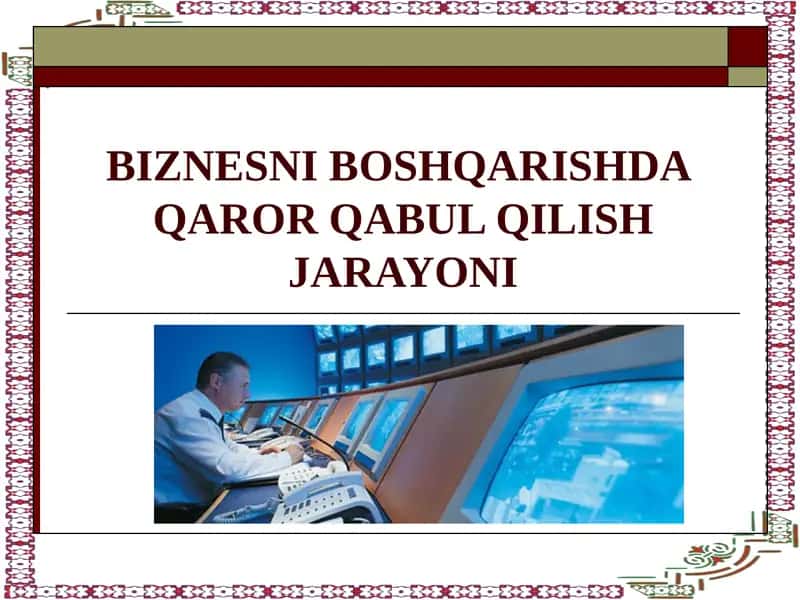 BOSHQARUV FAOLIYATINING SAMARADORLIGI 1