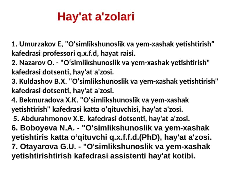 Oʻsimlikshunoslik va yem-xashak yetishtirish 1