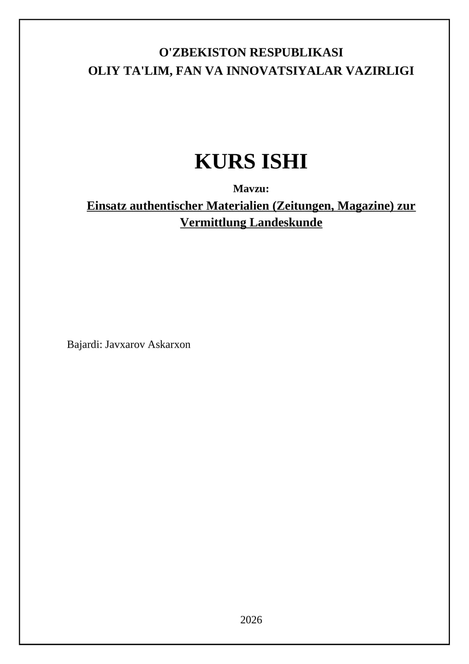Einsatz authentischer Materialien (Zeitungen, Magazine) zur Vermittlung Landeskunde 1