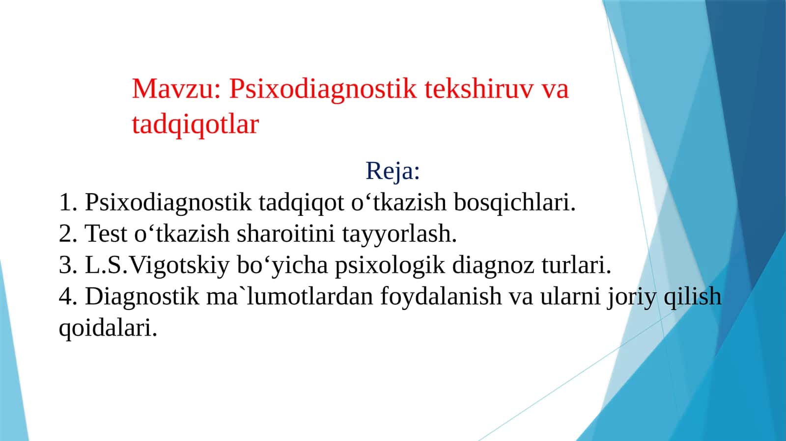 Psixodiagnostik tekshiruv va tadqiqotlar 1