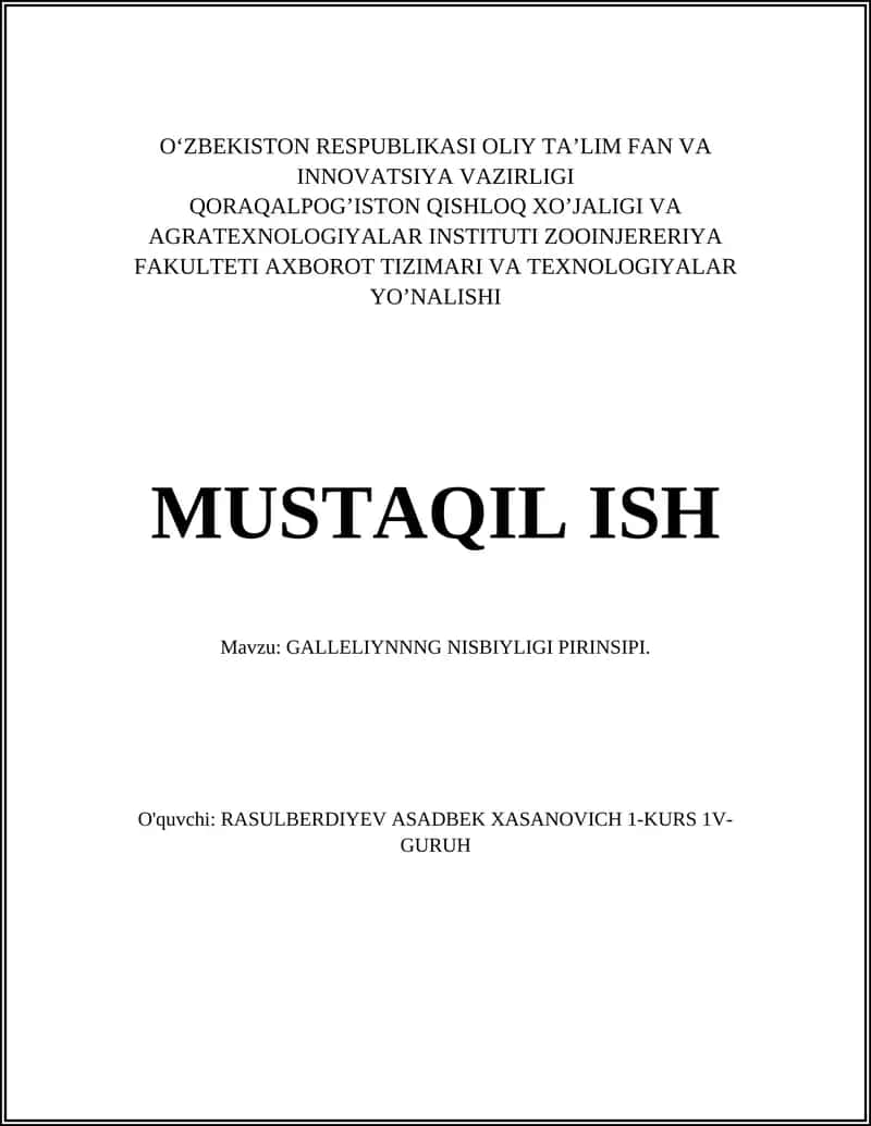 Galileyning nisbiyligi prinsipi 1