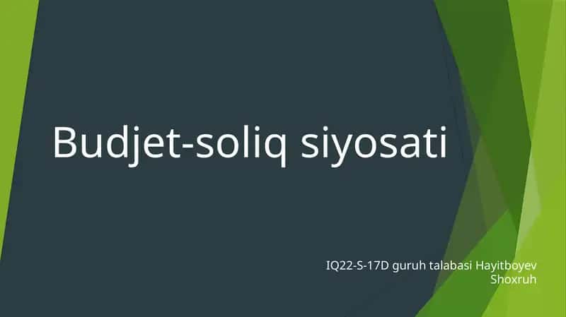 Budjet-soliq siyosati 1