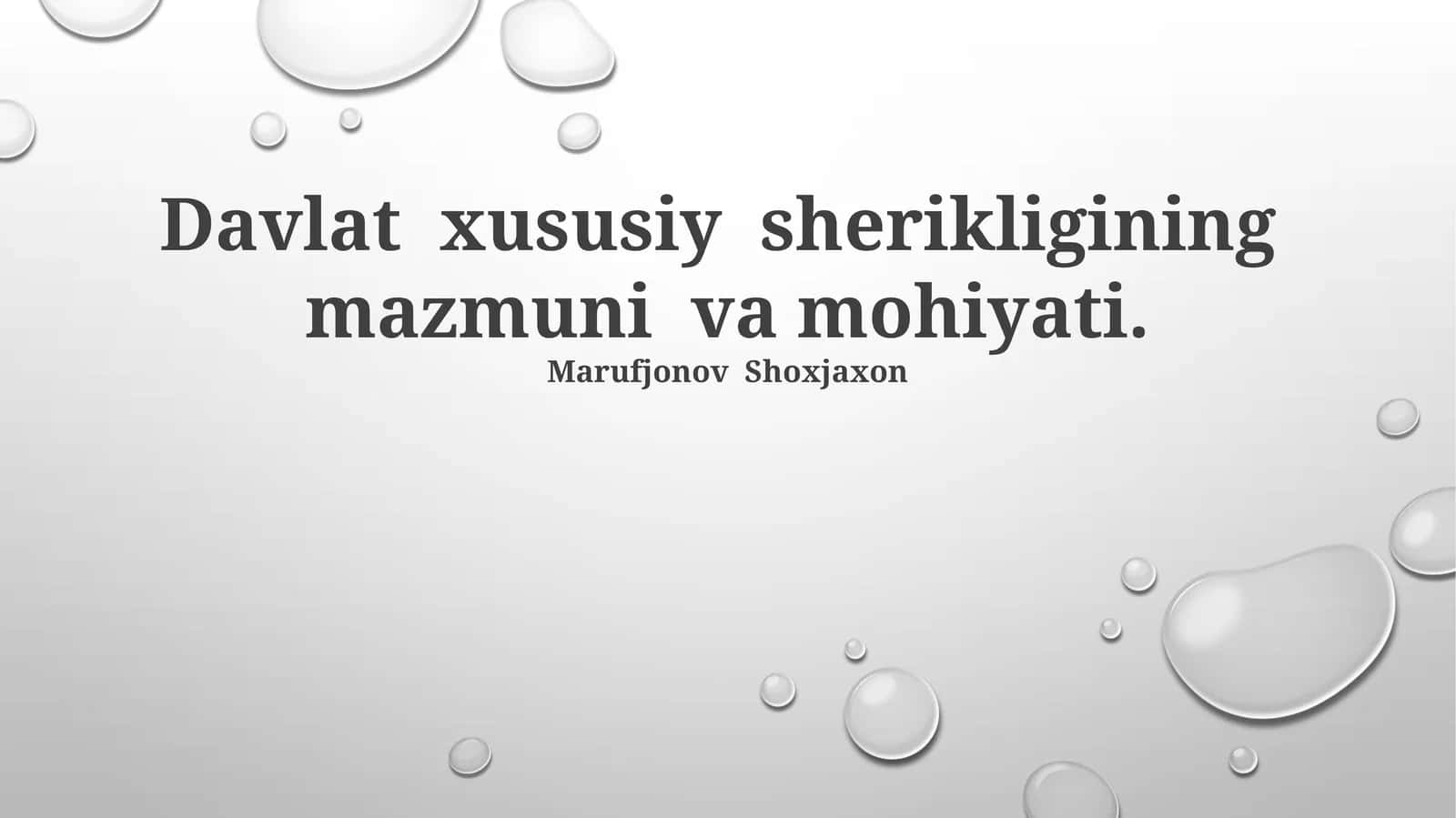 Davlat xususiy sherikligining mazmuni va mohiyati 1