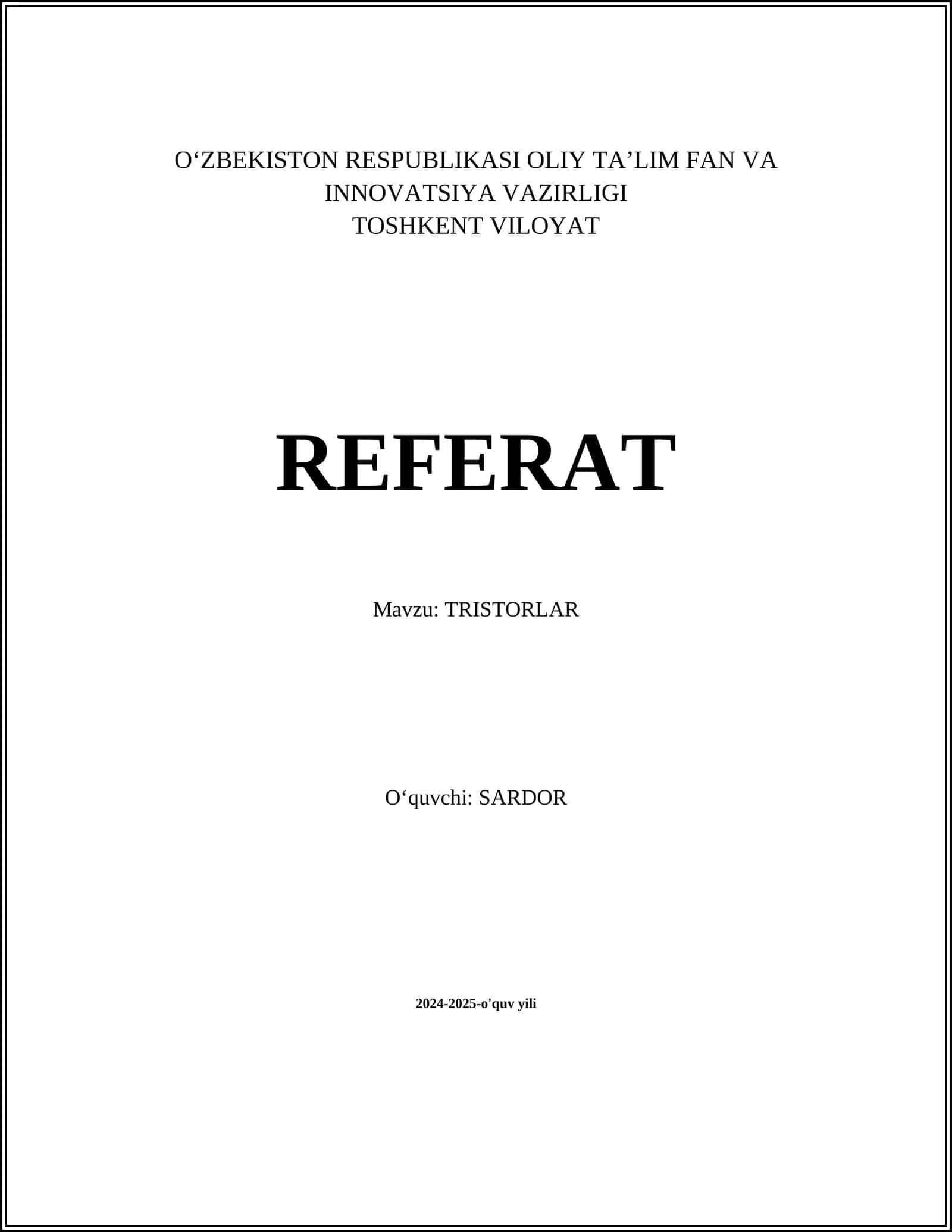Tristorlar 1