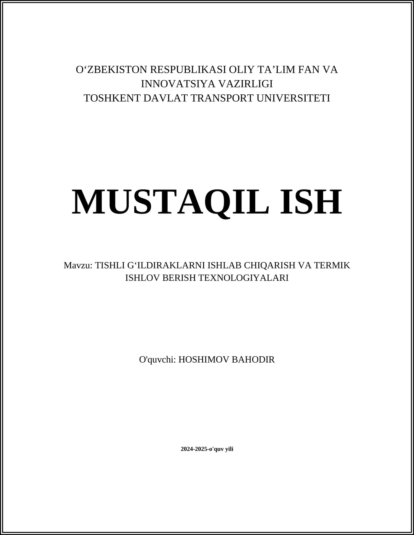 O‘q tishli g‘ildiraklar (Spur Gears) 1