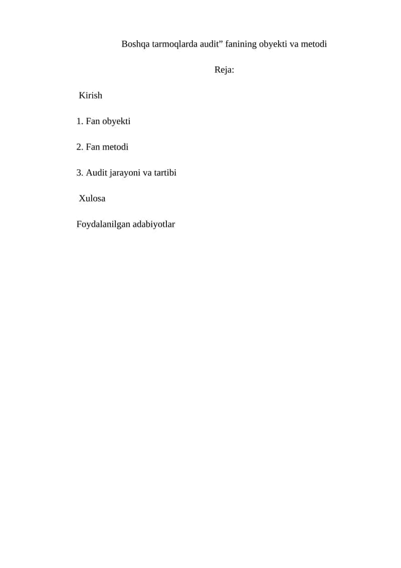 Boshqa tarmoqlarda audit 1