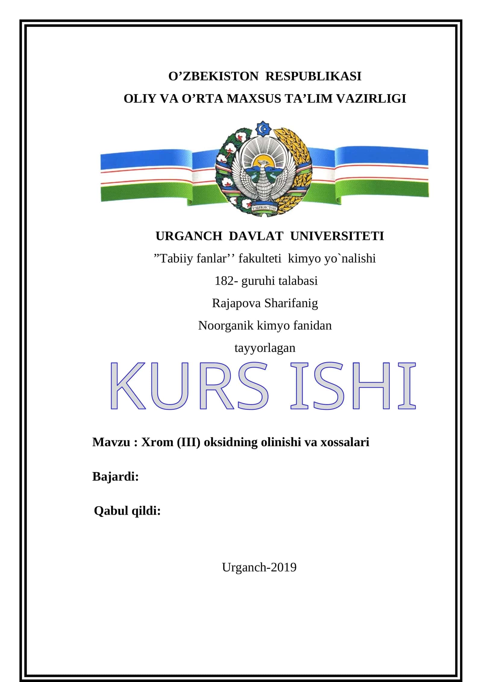 Xrom (III) oksidning olinishi va xossalari 1