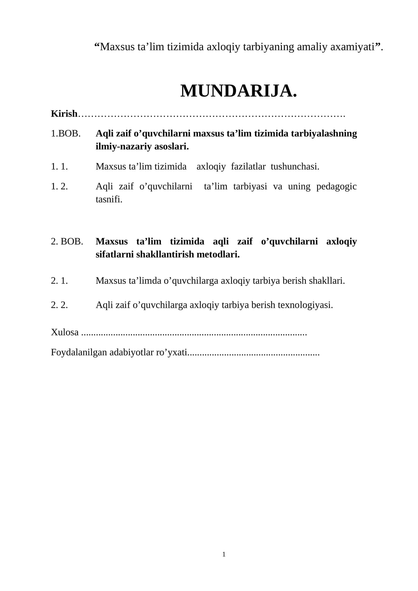 Maxsus ta’lim tizimida axloqiy tarbiyaning amaliy axamiyati 1