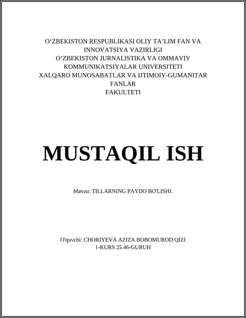 Tillarning paydo bo'lishi 1