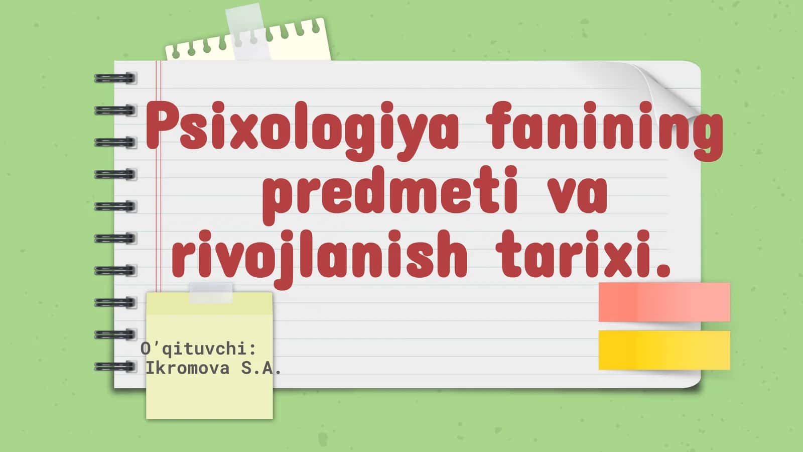 Psixologiyafanining predmeti va rivojlanish tarixi 1