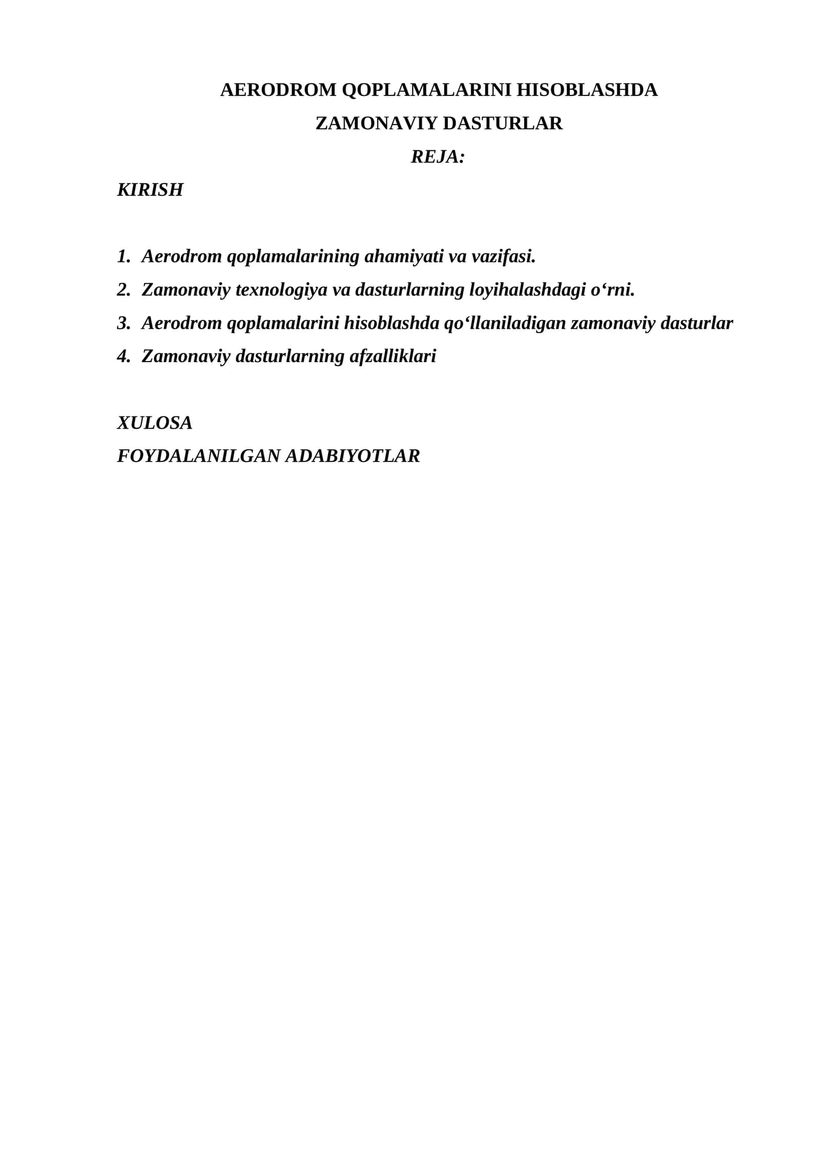 AERODROM QOPLAMALARINI HISOBLASHDA ZAMONAVIY DASTURLAR 1