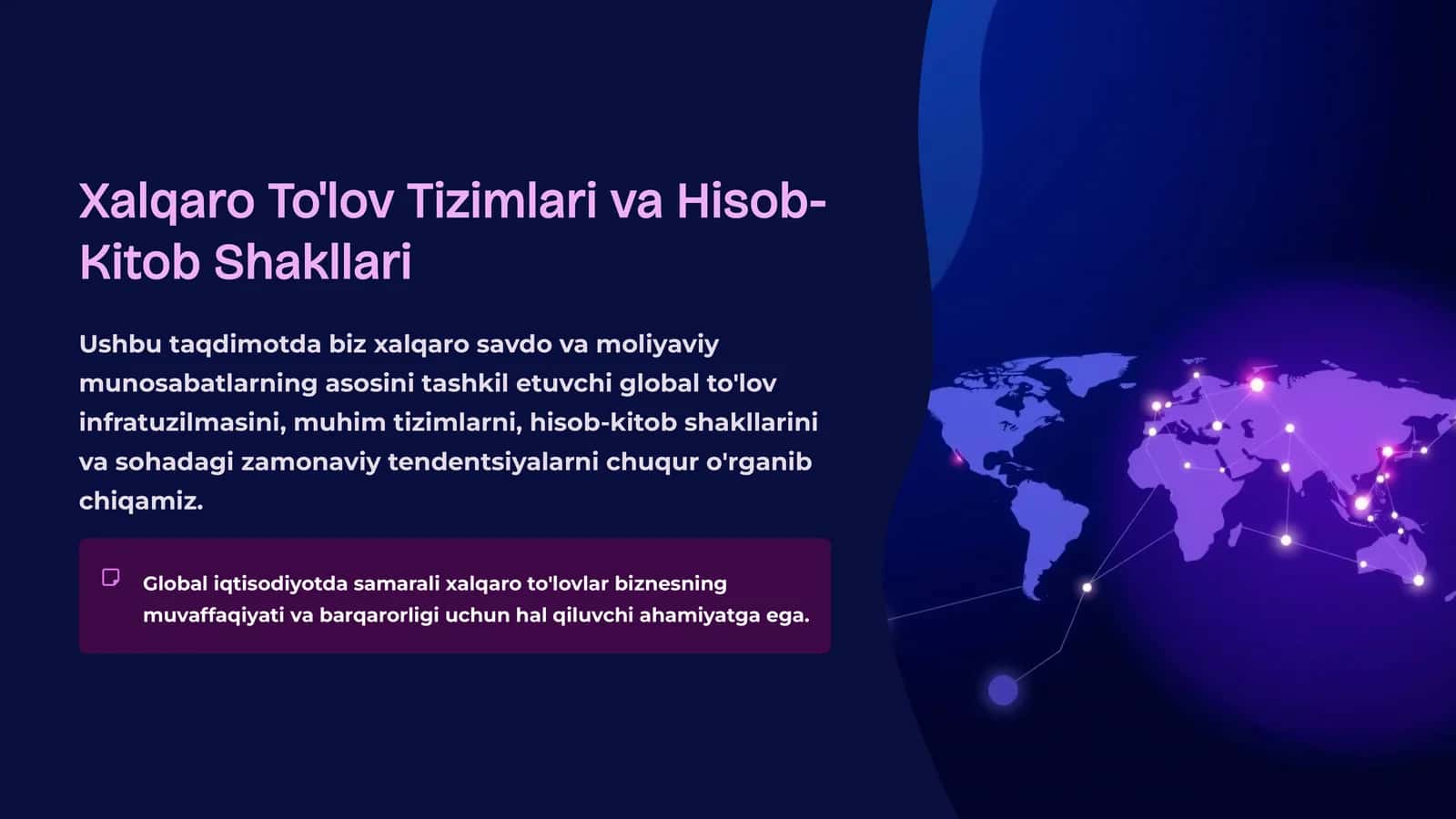 Xalqaro To'lov Tizimlari va Hisob-Kitob Shakllari 1