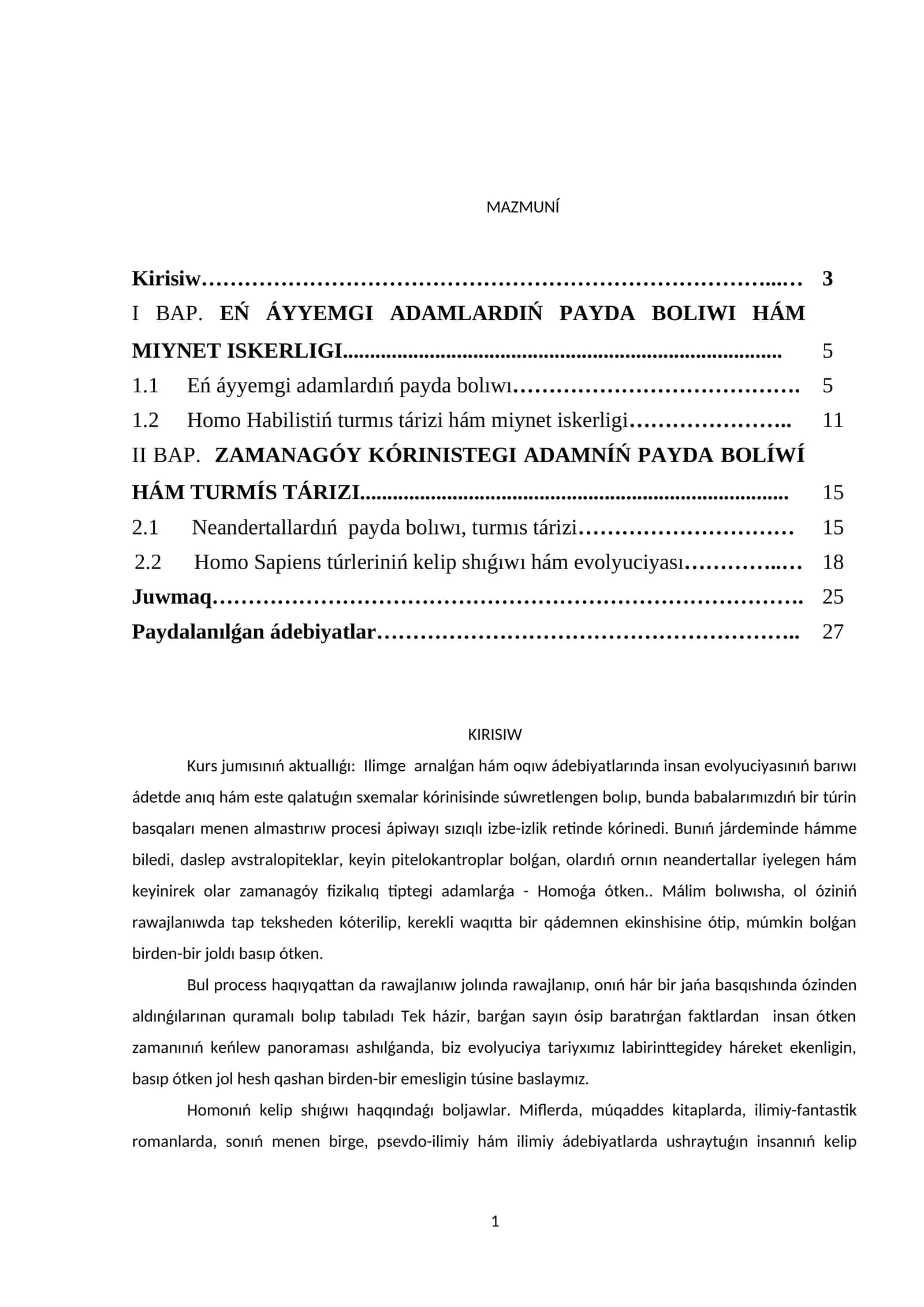 Homo Habilistiń turmıs tárizi hám miynet iskerligi 1