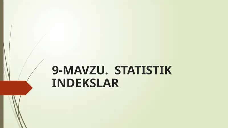 STATISTIK INDEKSLAR 1