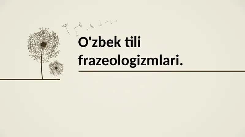 O'zbek tili frazeologizmlari. 1