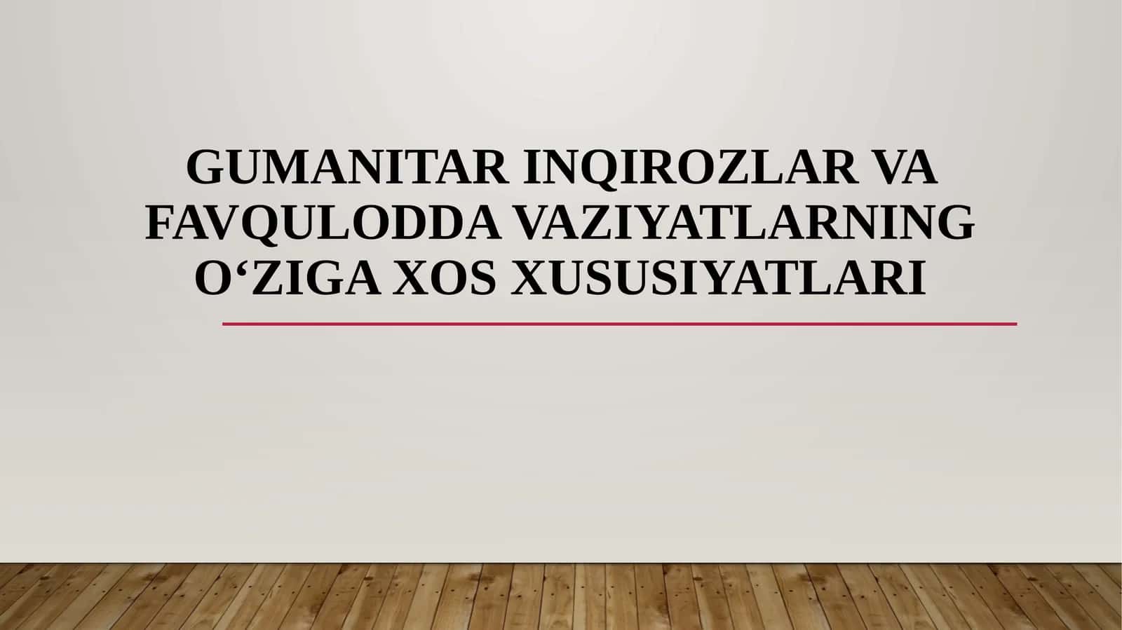 Gumanitar inqirozlar va favqulodda vaziyatlarning o‘ziga xos xususiyatlari 1