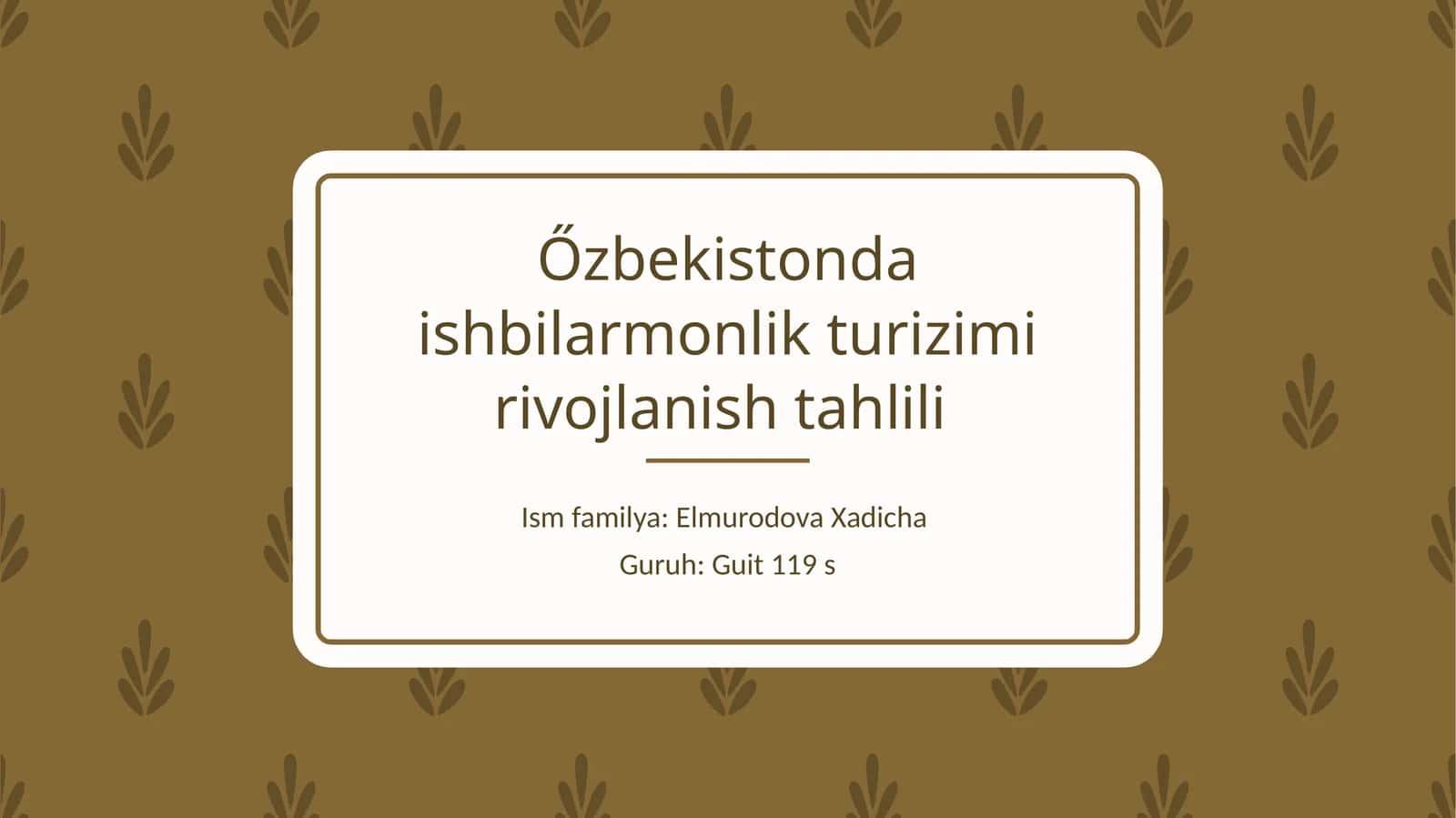 Őzbekistonda ishbilarmonlik turizmi rivojlanish tahlili 1