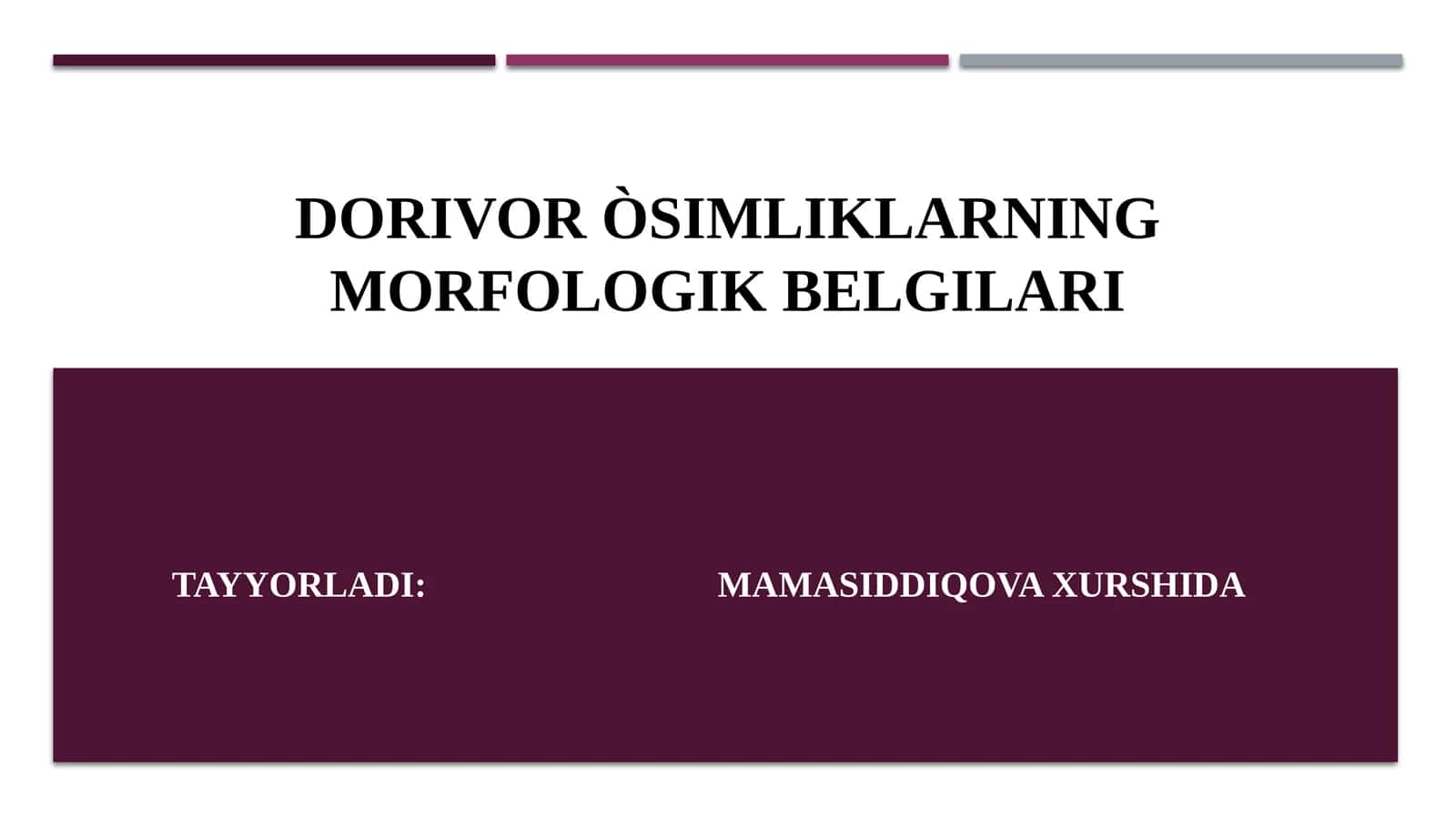Dorivor òsimliklarning morfologik belgilari 1