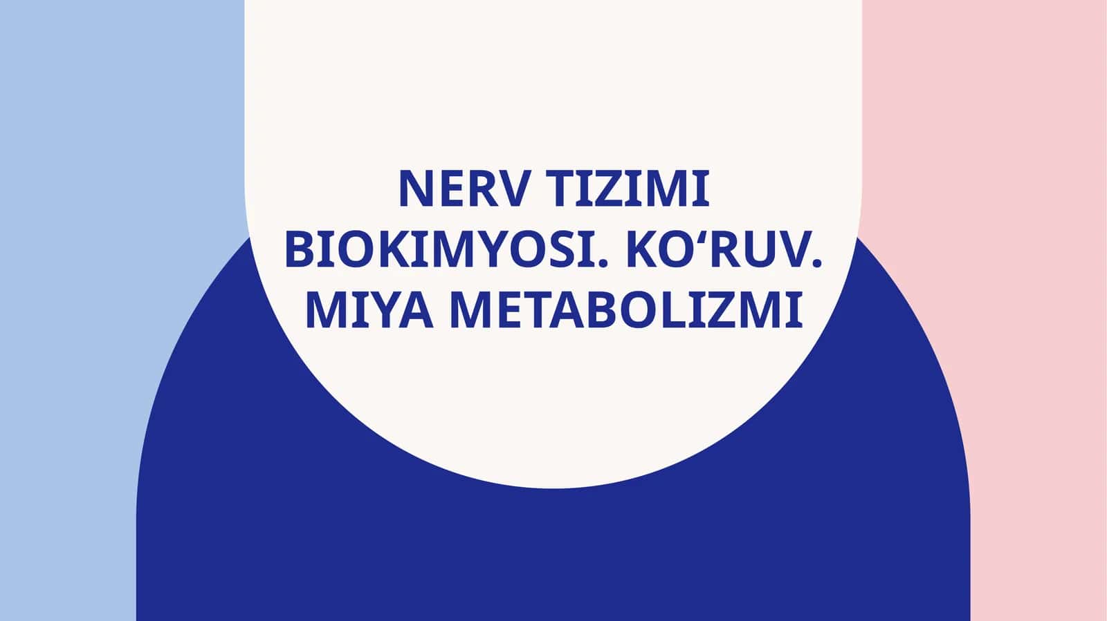 Nerv tizimibiokimyosi. Ko‘ruv. Miya metabolizmi 1