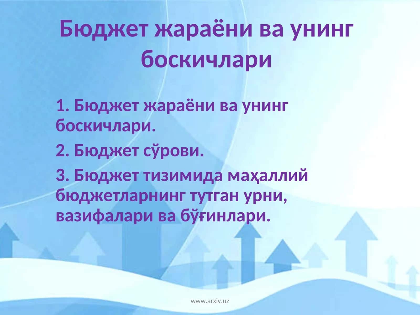 Бюджет жараёни ва унинг боскичлари 1