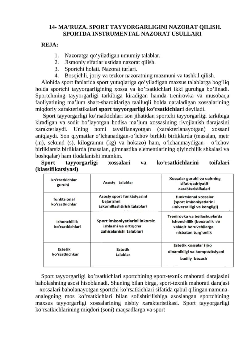 SPORT TAYYORGARLIGINI NAZORAT QILISH 1