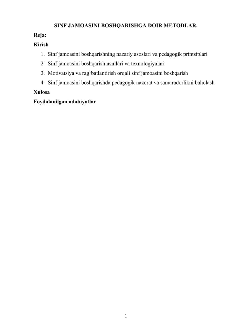 Sinf jamoasini boshqarishga doir metodlar 1