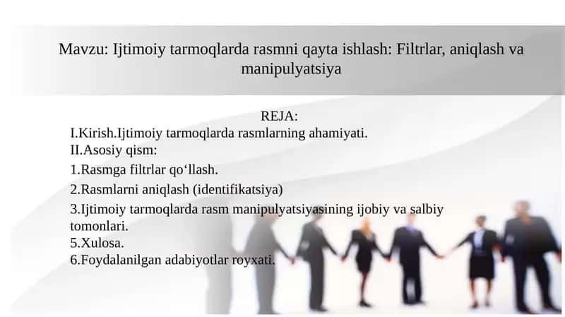 Ijtimoiy tarmoqlarda rasmni qayta ishlash: Filtrlar, aniqlash vamanipulyatsiya 1